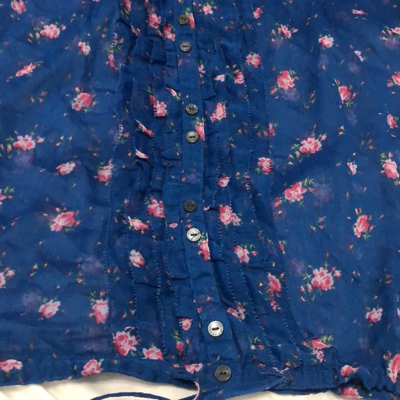 🫎 ABERCROMBIE  SHEER FLORAL ROYAL BLUE BLOuSE - Picture 3 of 6